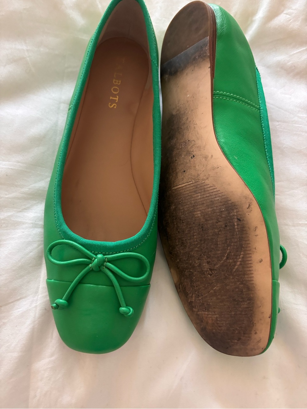 Talbots Green Leather Ballet Flats, size 8 - Picture 2 of 4